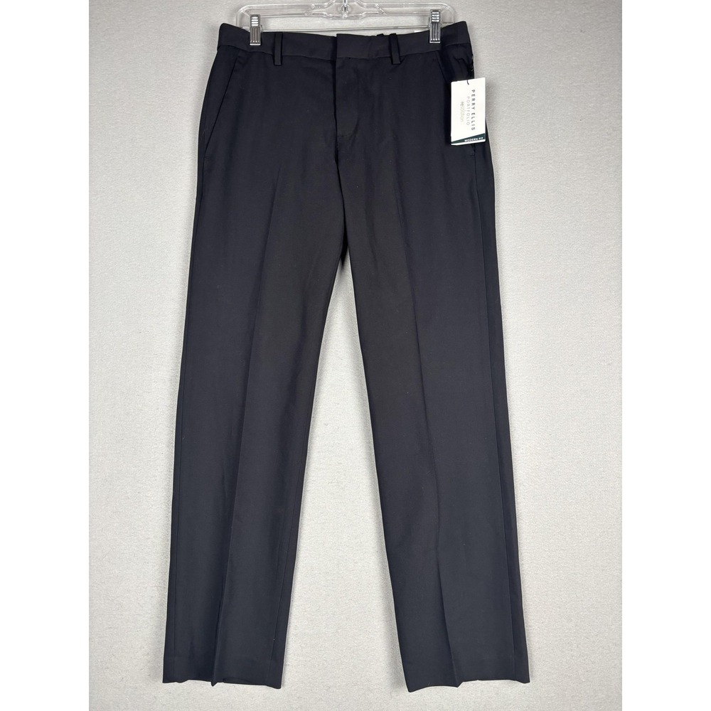 Perry Ellis Dress Pants Mens 30x30 Black Portfolio Resolution Modern Fit Stretch